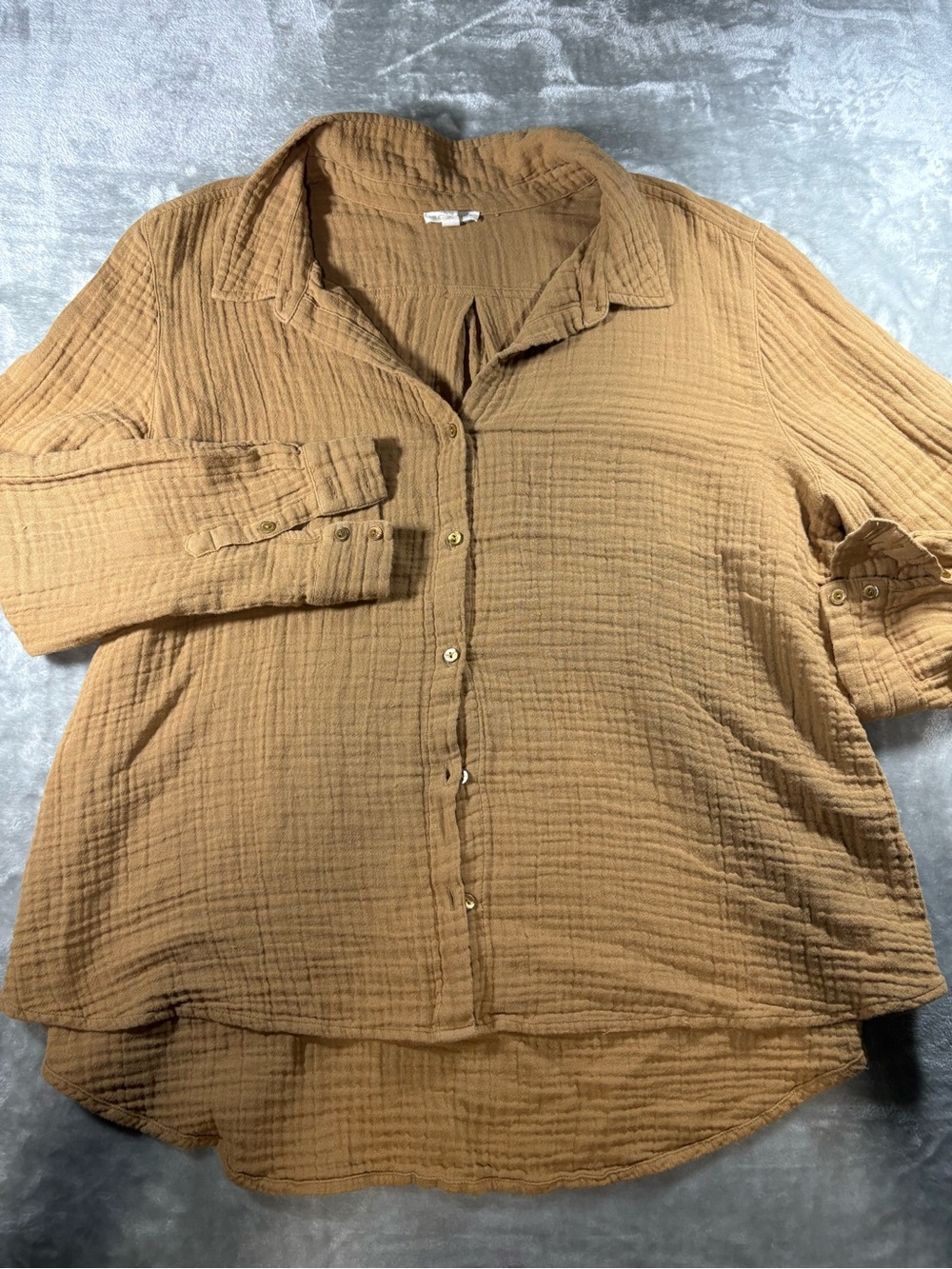 Eileen Fisher 100% Organic Cotton Waffle Weave Button Down XL